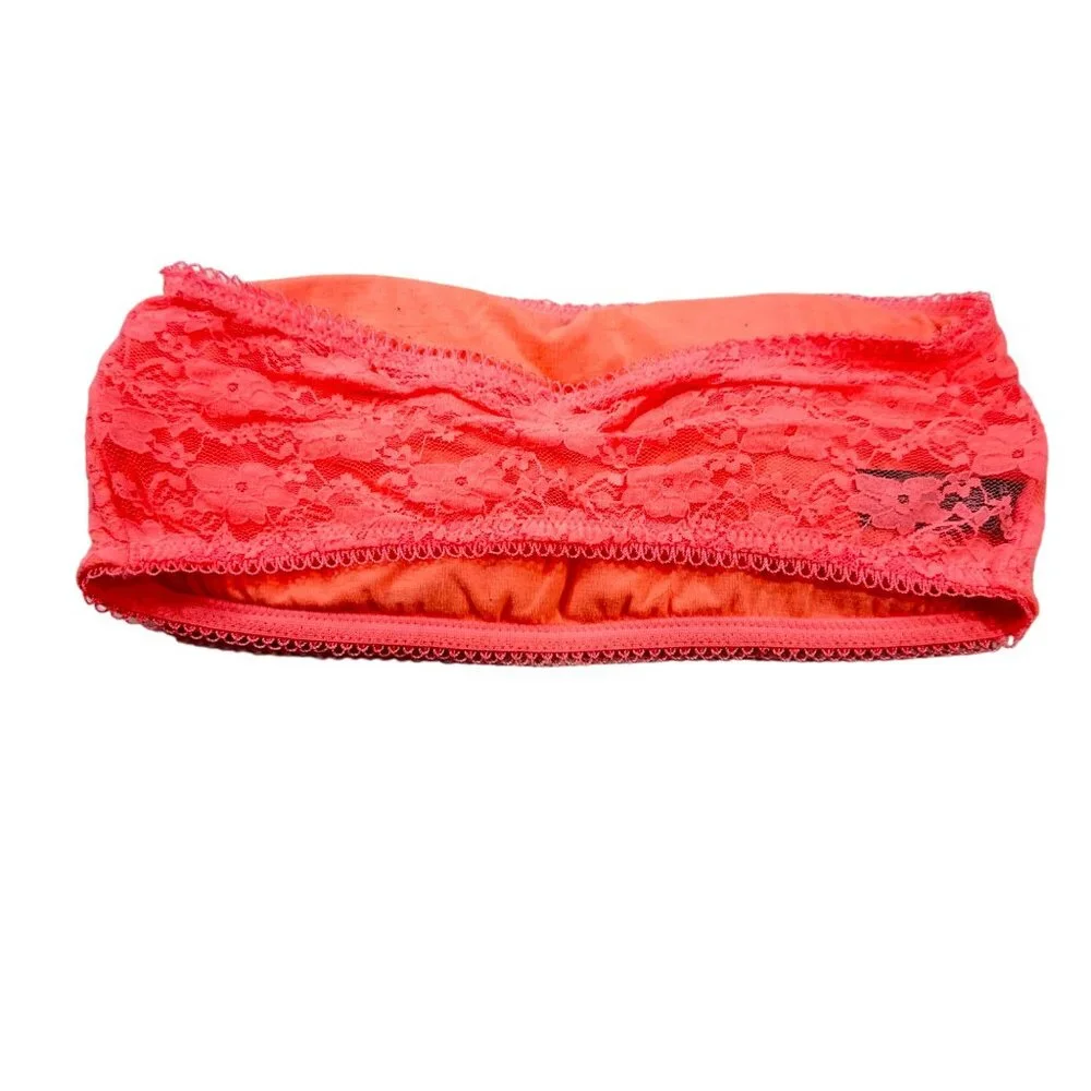 Unbranded Women's Size Medium/Large Bandeau Bra Removable Padding Coral Preowned
